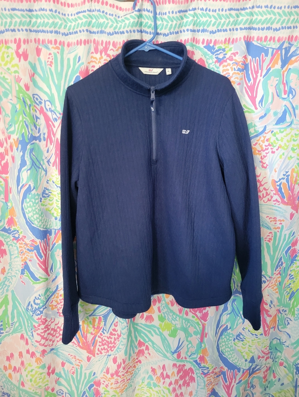 Vineyard Vines Womens Navy Half-Zip Shep Shirt Xl